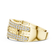Round Cut Lab Grown Diamond Men's Double Pave Border Geometric Ring - View 10