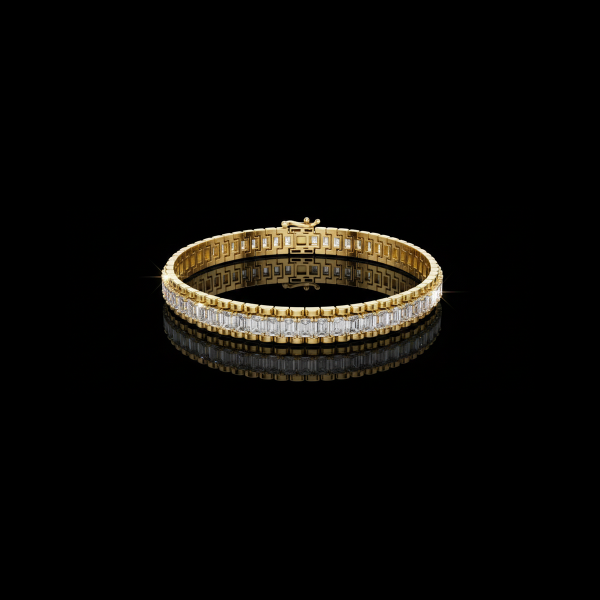 Emerald Cut Moissanite Diamond Inline Tennis Bracelet Sleek Channel Setting