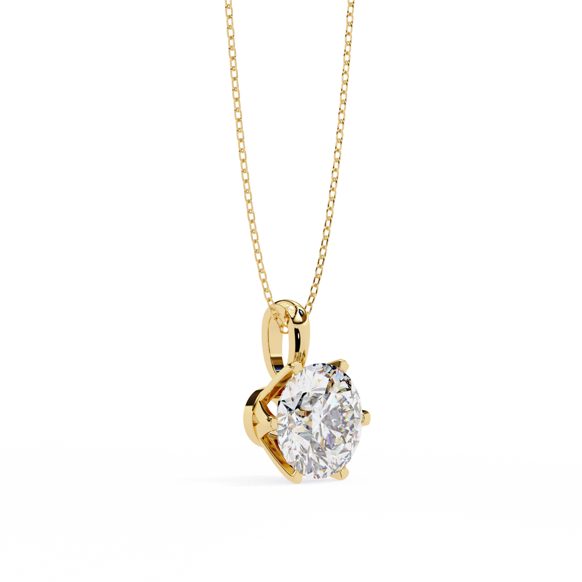 Round Moissanite Diamond Solitaire Pendant with Six Prong Setting - View 5