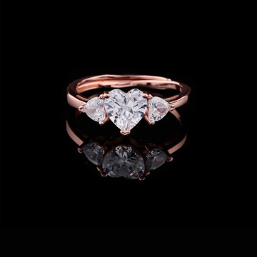 Heart Cut Lab Diamond Engagement Ring With Heart Side Stone