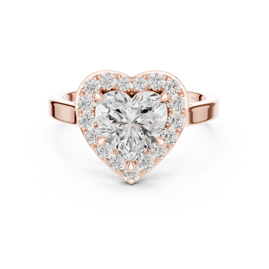 Heart Cut Halo Diamond Lab Grown Pave Band Ring - View 2