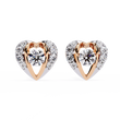 Heart Shaped Moissanite Diamond Stud Earrings with Round Center Stone and Pave Accents - View 2