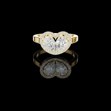 Heart Halo Twin Pear Cut Lab Diamonds Ring