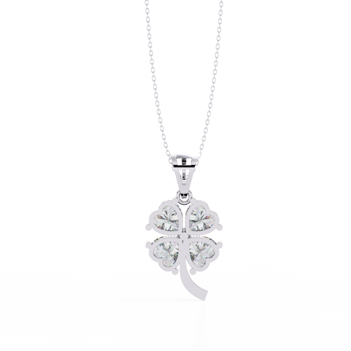 Floral Motif Lucky Charm Pendant with Heart Lab Grown Diamond - View 9