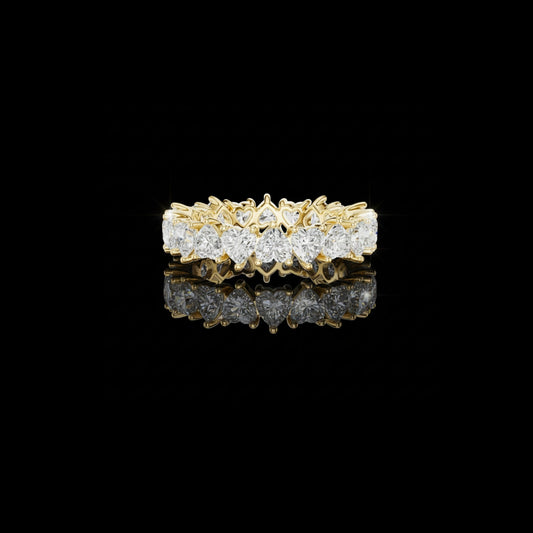 Pave Setting Heart Cut Moissanite Diamond Eternity Wedding Band
