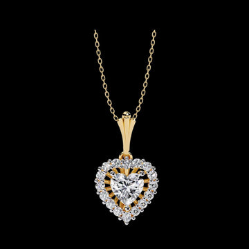 Heart Shape Moissanite Diamond Halo Pendant Necklace