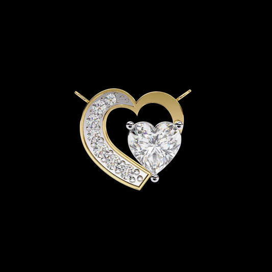 Heart Moissanite Solitaire Diamond Pendant with Open Asymmetrical Frame