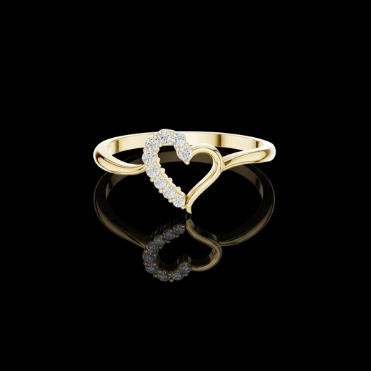 Round Cut Moissanite Diamond Heart Ring With Pave Design