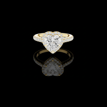 Heart Cut Halo Lab Grown Diamond Ring with Pave Band