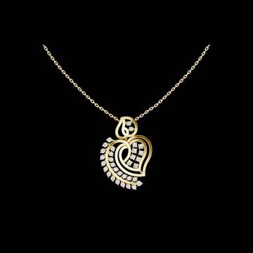 Heart Shape Leaf Inspired Lab Grown Diamond Pendant Necklace