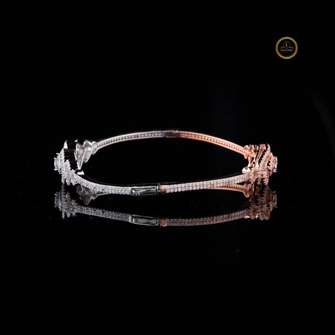 Round Cut Moissanite Diamond Delicate Dual Tone Embrace Bracelet For Her - View 2