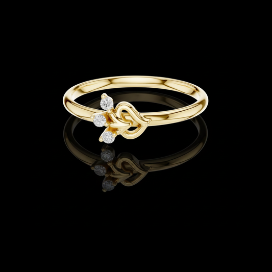 Round Cut Moissanite Diamond Heart Knot Promise Ring