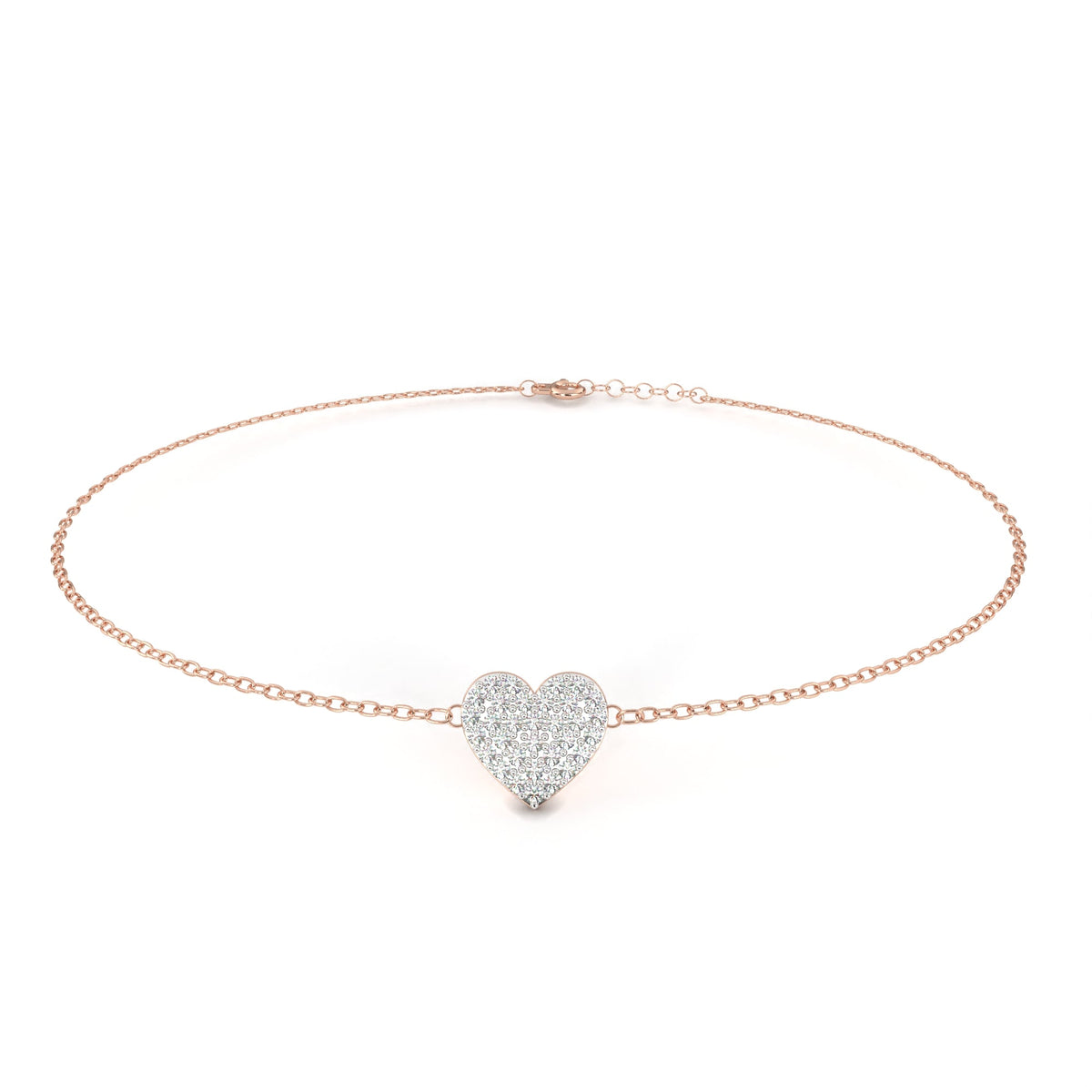 Round Cut Moissanite Diamond Adjustable Heart Bracelet - View 3