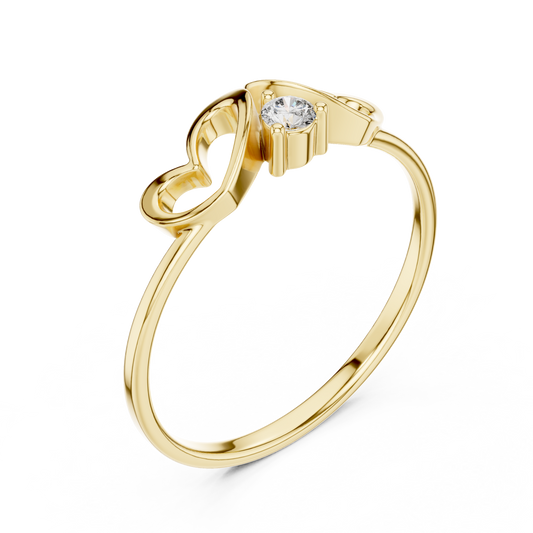 Double Heart Lab Diamond Ring For Women - View 2