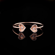 Heart & Round Cut Moissanite Diamond Heart Motif Open Bracelet