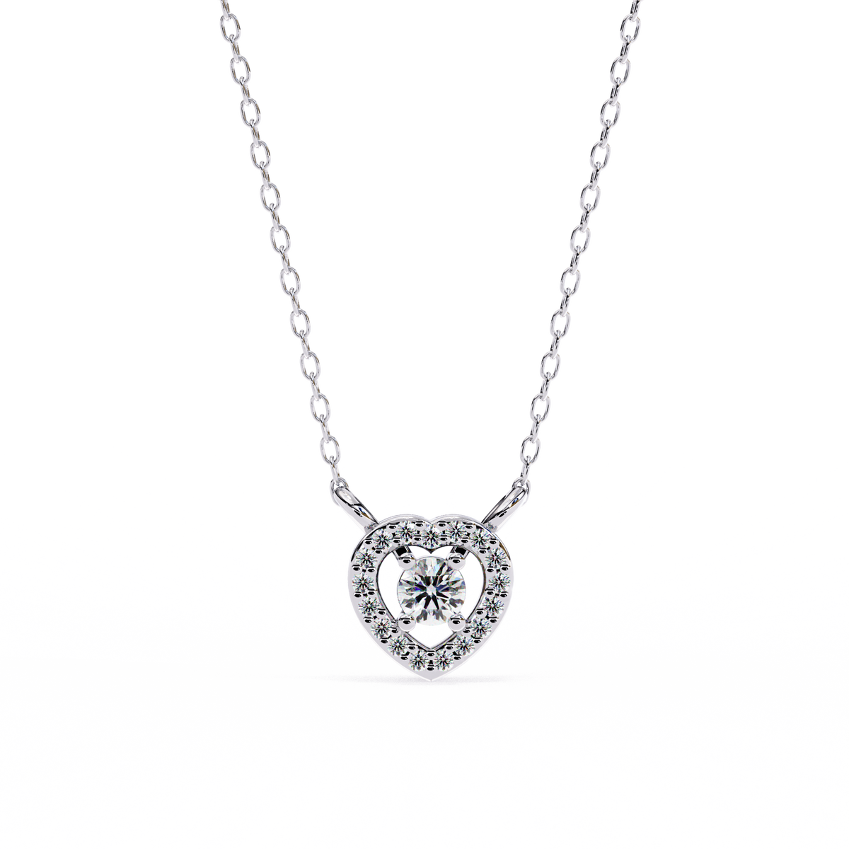Heart Shape Halo Pendant with Round Moissanite Diamond - View 4