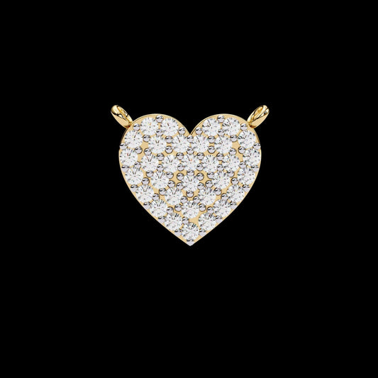 Round Moissanite Diamond Heart Shaped Charm Two Loop Pendant