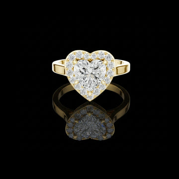 Heart Cut Halo Diamond Lab Grown Pave Band Ring