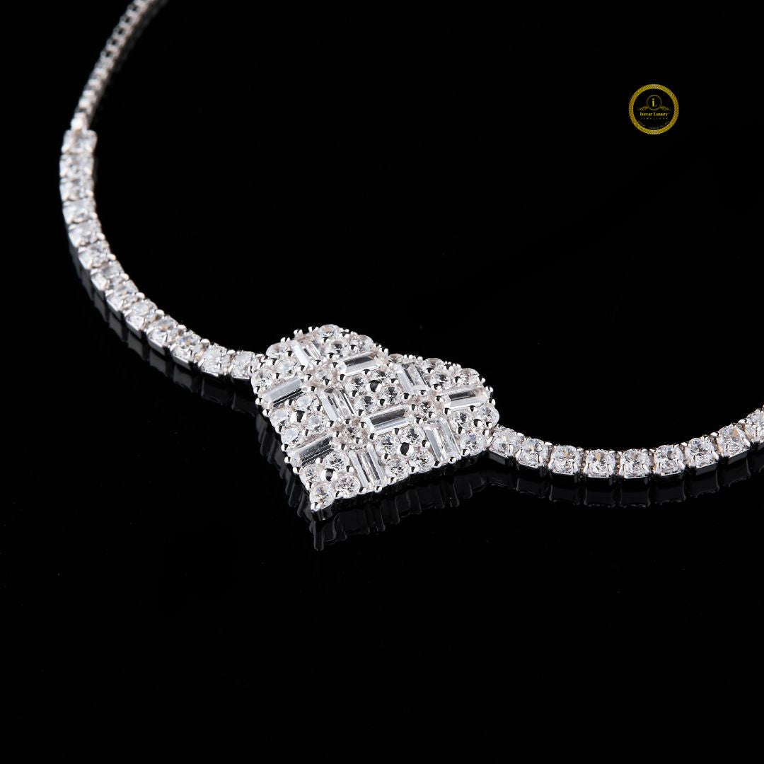 Baguette and Round Lab Diamond Elegant Heart shaped Bracelet - View 4