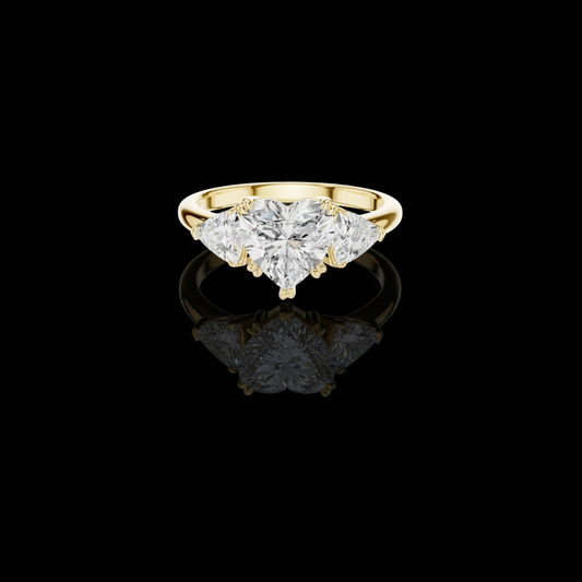 Sparkling Heart Three Stone Moissanite Diamond Ring