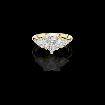 Sparkling Heart Three Stone Lab Diamond Ring