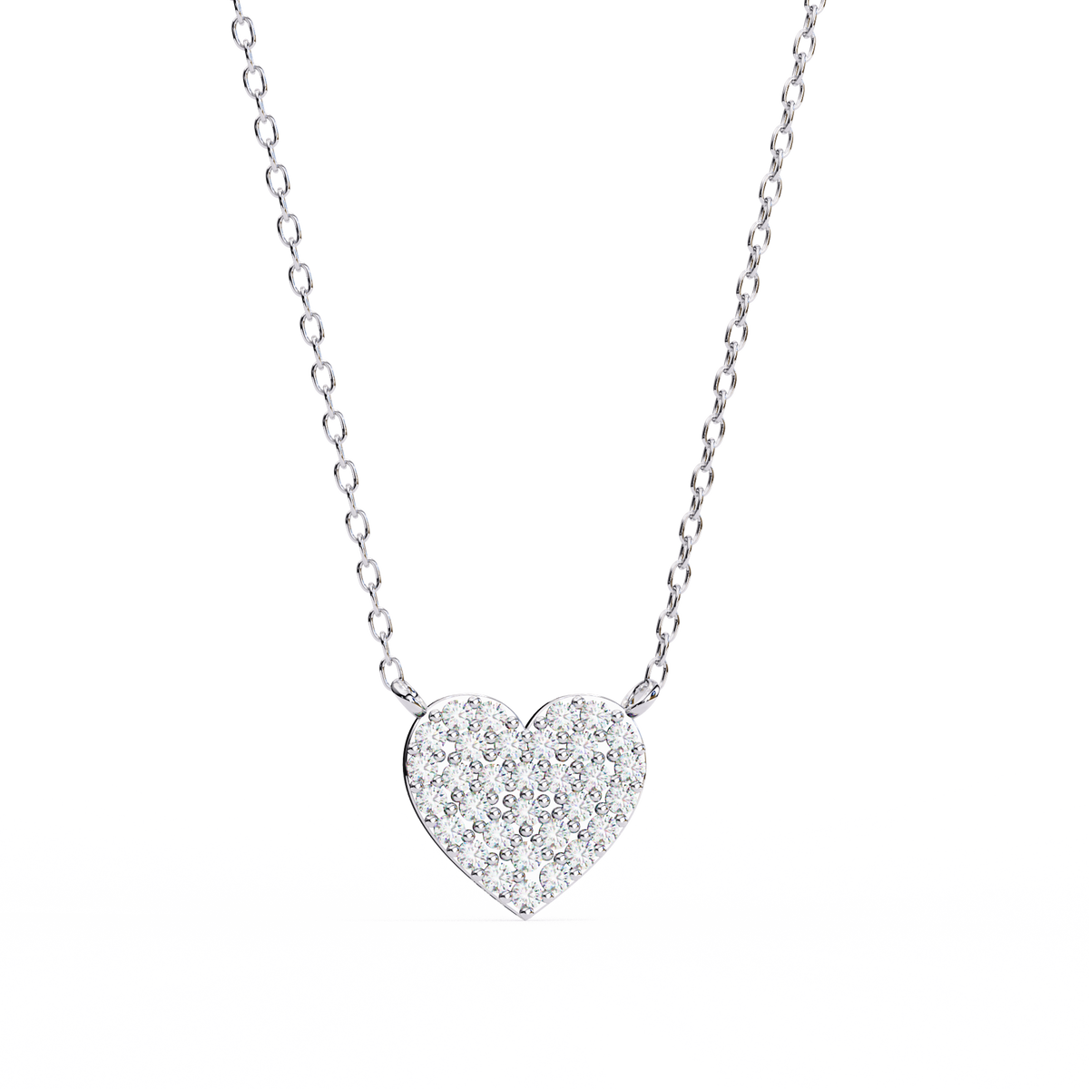 Round Moissanite Diamond Heart Shaped Charm Two Loop Pendant - View 4