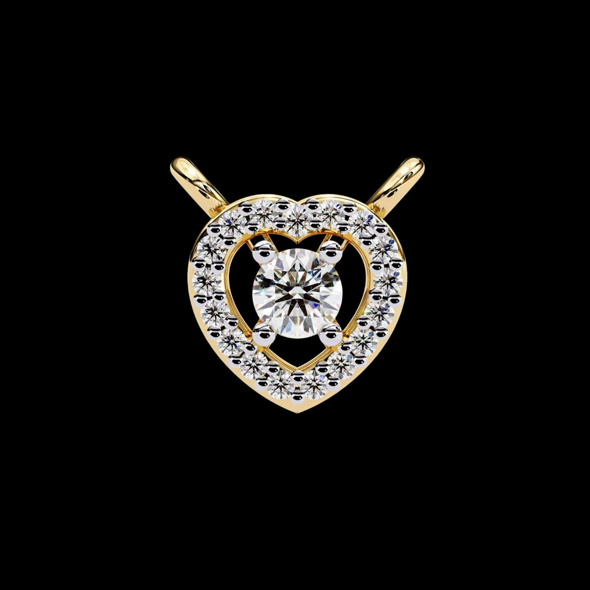 Heart Shape Halo Pendant with Round Lab Grown Diamond