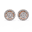 Halo Marquise Moissanite Diamond Round Cluster Stud Earrings with Pavé Circle Design - View 2