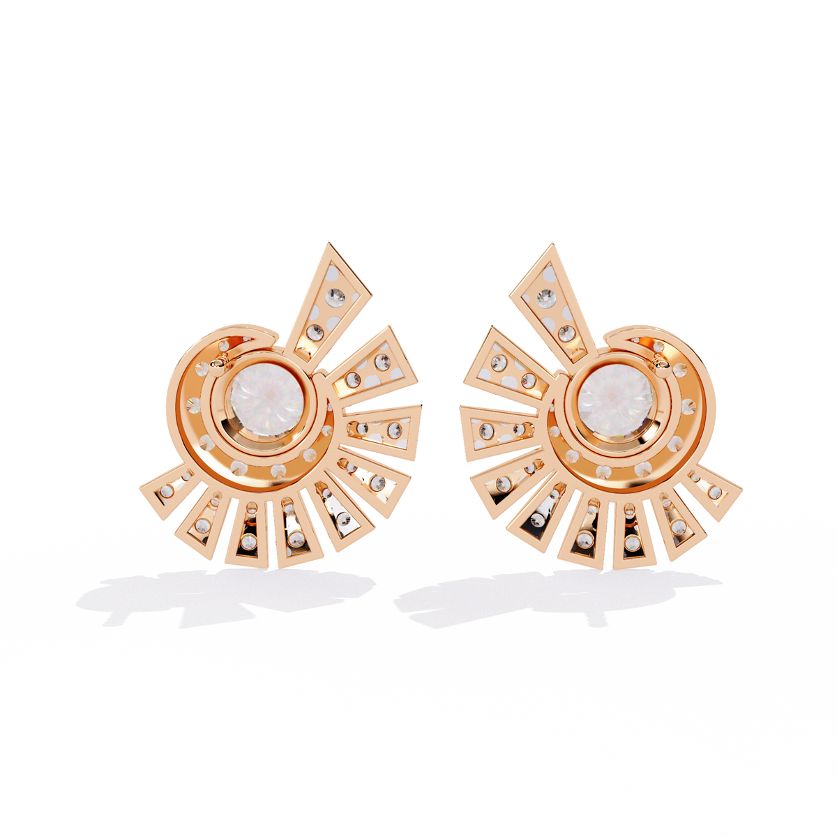 Exquisite Lab Grown Diamond Radiant Sunburst Round Diamond Statement Earrings - View 7