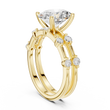 Handcrafted Oval Cut Lab Diamond Split Shank Ring with Diamond Accents - View 10