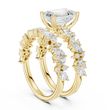 Emerald Cut Moissanite Diamond Women's Marquise Cluster Bridal Ring Set - View 10