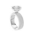 Four Row Cushion Lab Diamond Engagement Ring Pave Wedding Band - View 12