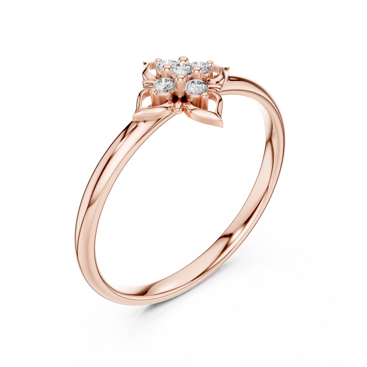 Floral Moissanite Diamond Cluster Ring With Round Cut Brilliant - View 3