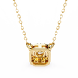 Square Rounded Silhouette Pendant with Round Moissanite Diamond - View 9