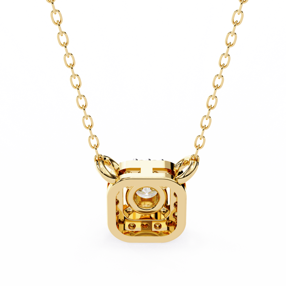 Square Rounded Silhouette Pendant with Round Moissanite Diamond - View 9