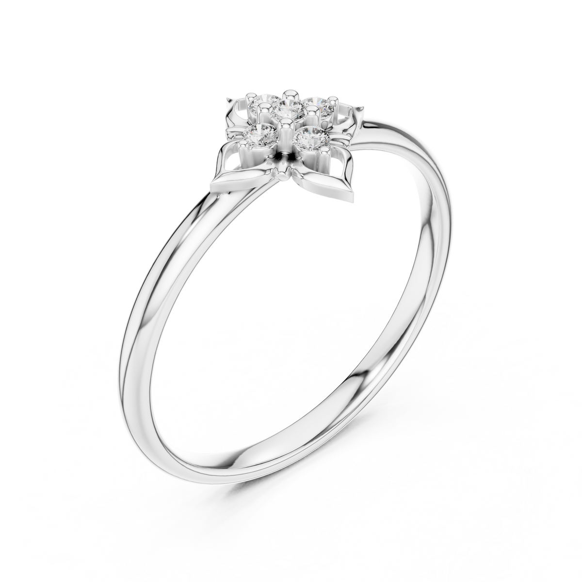 Floral Moissanite Diamond Cluster Ring With Round Cut Brilliant - View 4