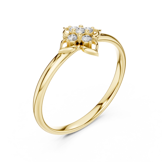 Floral Lab Diamond Cluster Ring with Round Cut Brilliant Diamonds - View 2