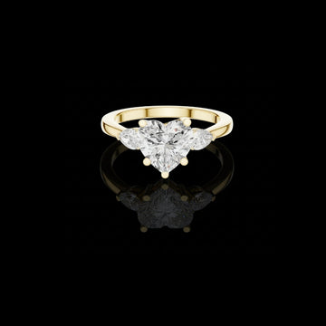 Romantic Heart Shaped Lab Diamond Ring With Pear Side Stones