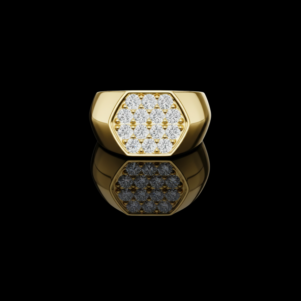 Round Cut Lab Grown Diamond Men's Modern Geometric Cluster Wedding Band