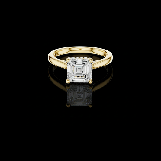 Asscher Cut Lab Diamond Solitaire Engagement Ring