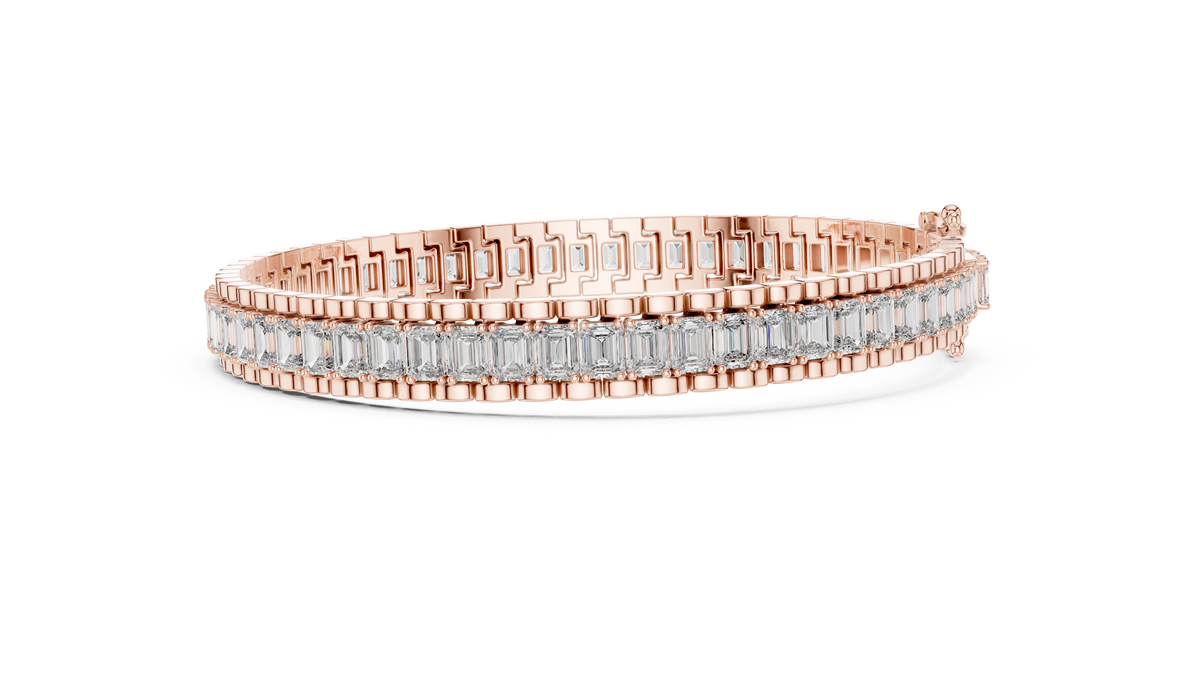 Emerald Cut Moissanite Diamond Inline Tennis Bracelet Sleek Channel Setting - View 5