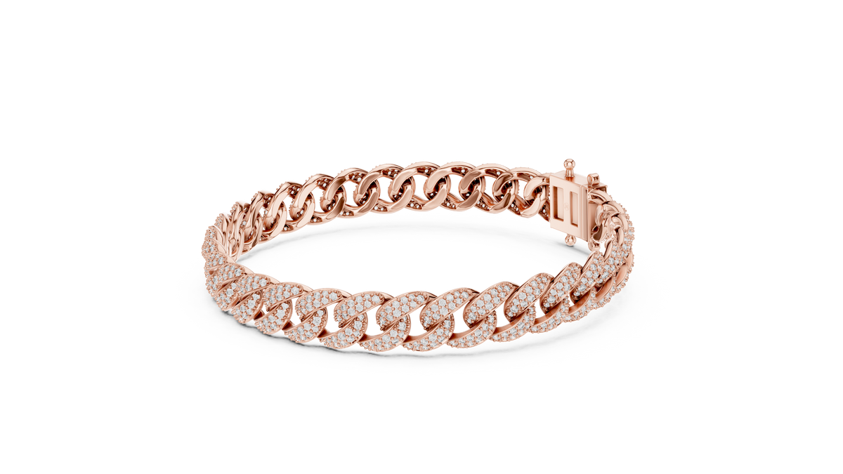 Round Cut Lab Diamond Miami Cuban Link Bracelet - View 11
