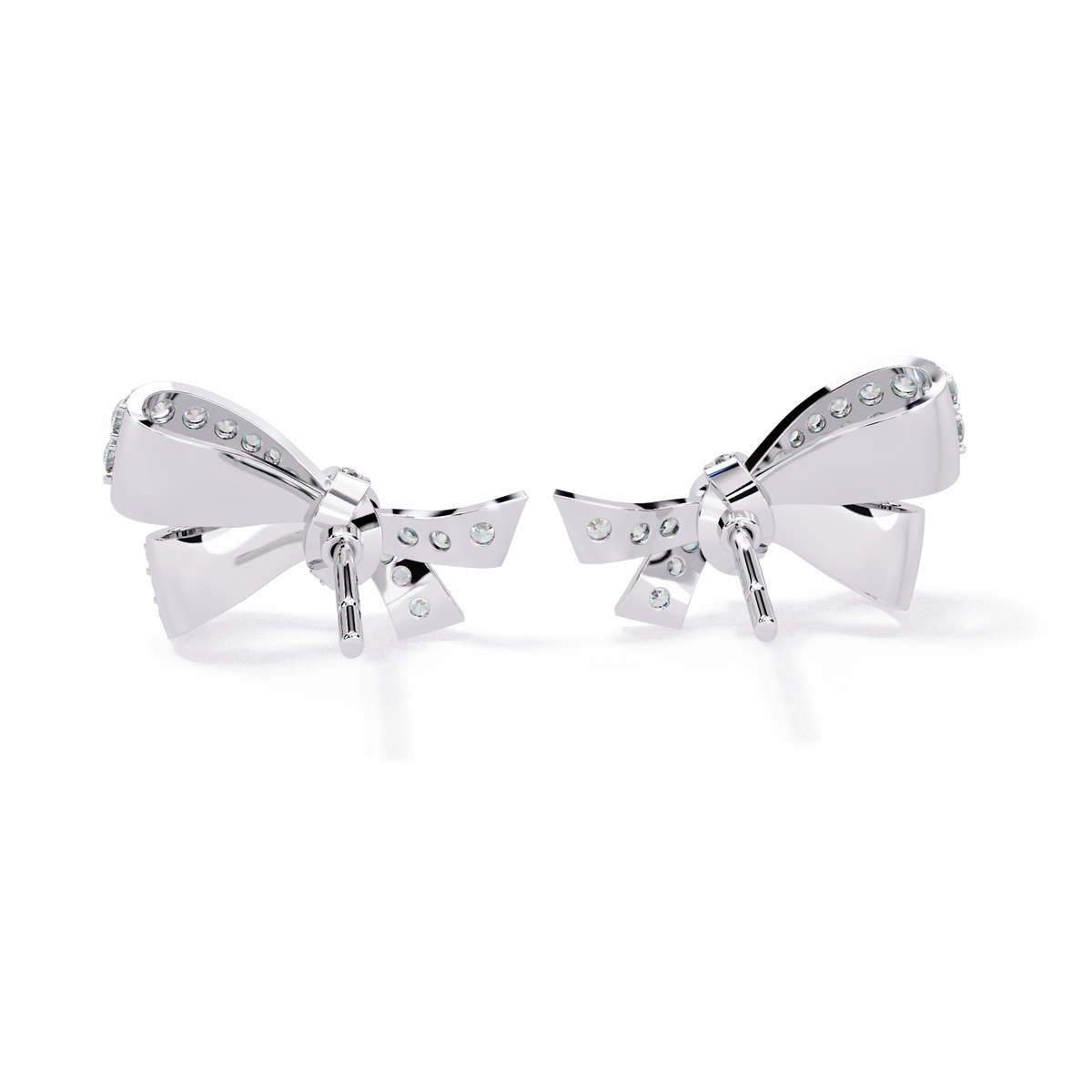 Exquisite Round Moissanite Radiant Ribbon Diamond Bow Stud with Sparkling Glamour Earring - View 9