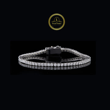 High Quality 925 Sterling Silver Tennis Chain Bracelet with 3.7mm Moissanite round for Party By Ivevar
