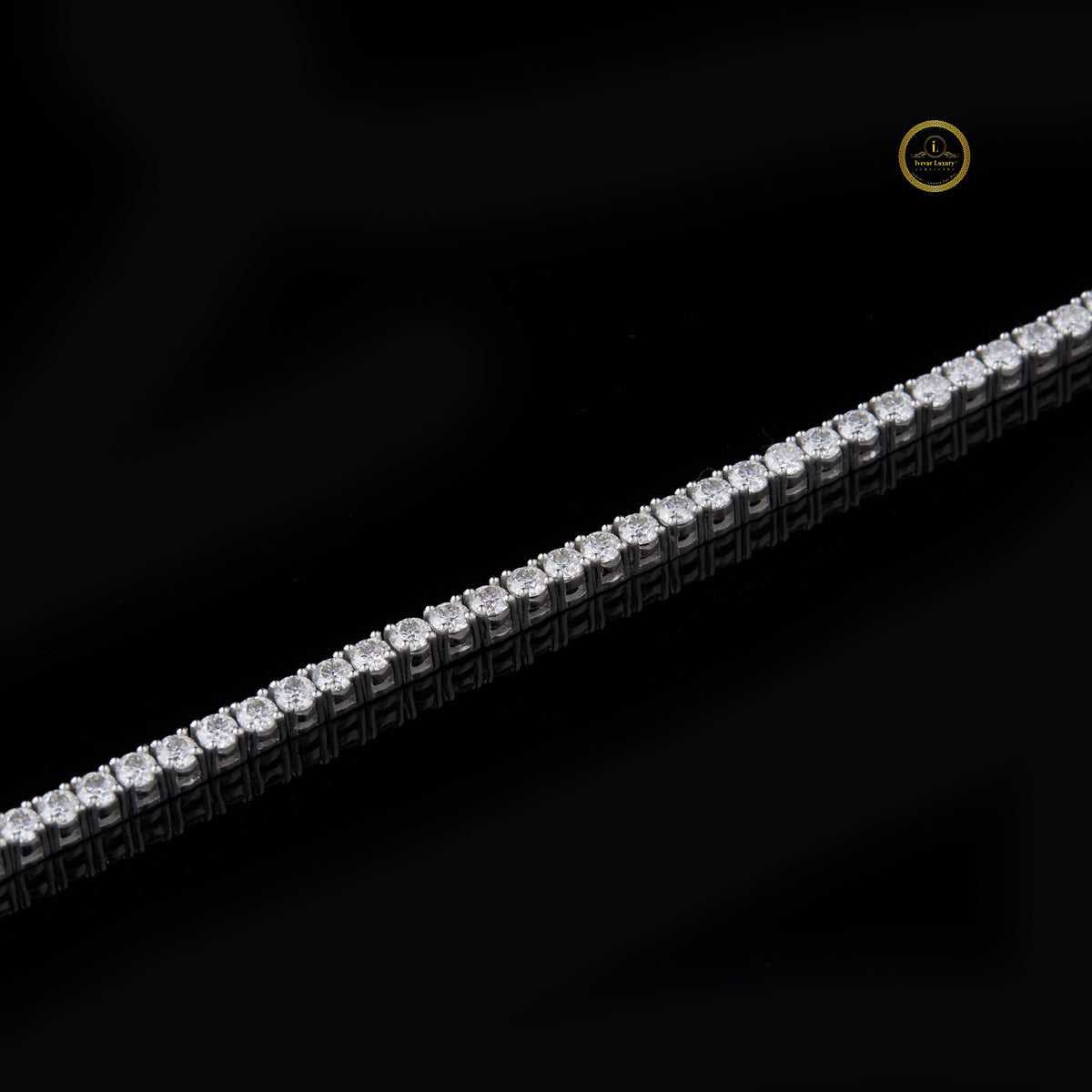 High Quality 925 Sterling Silver Tennis Chain Bracelet with 3.7mm Moissanite round for Party By Ivevar - View 3