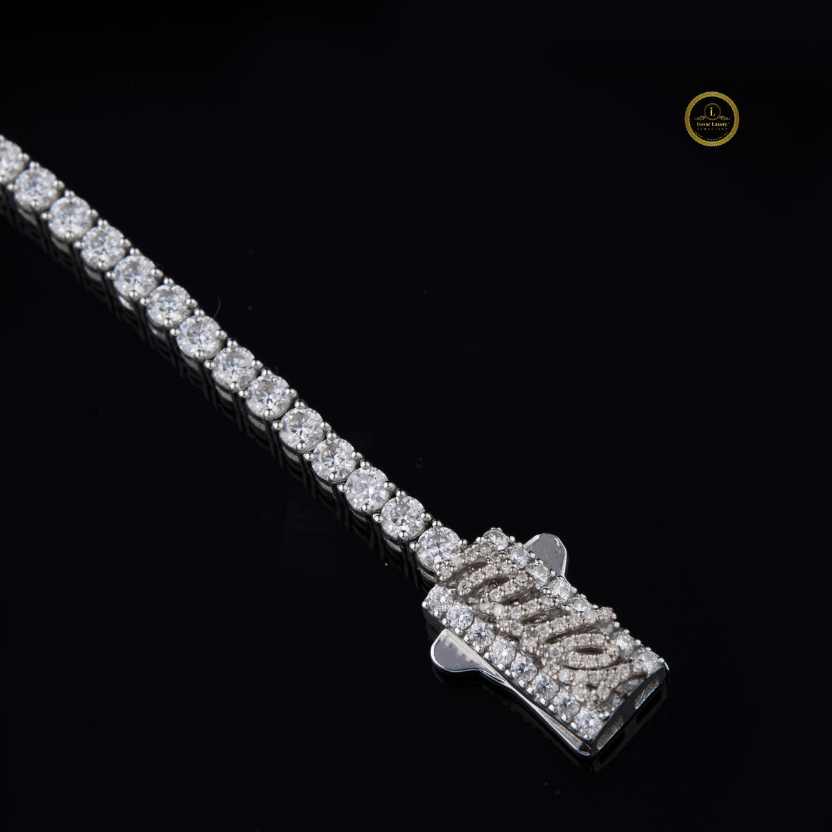 High Quality 925 Sterling Silver Tennis Chain Bracelet with 3.7mm Moissanite round for Party By Ivevar - View 4