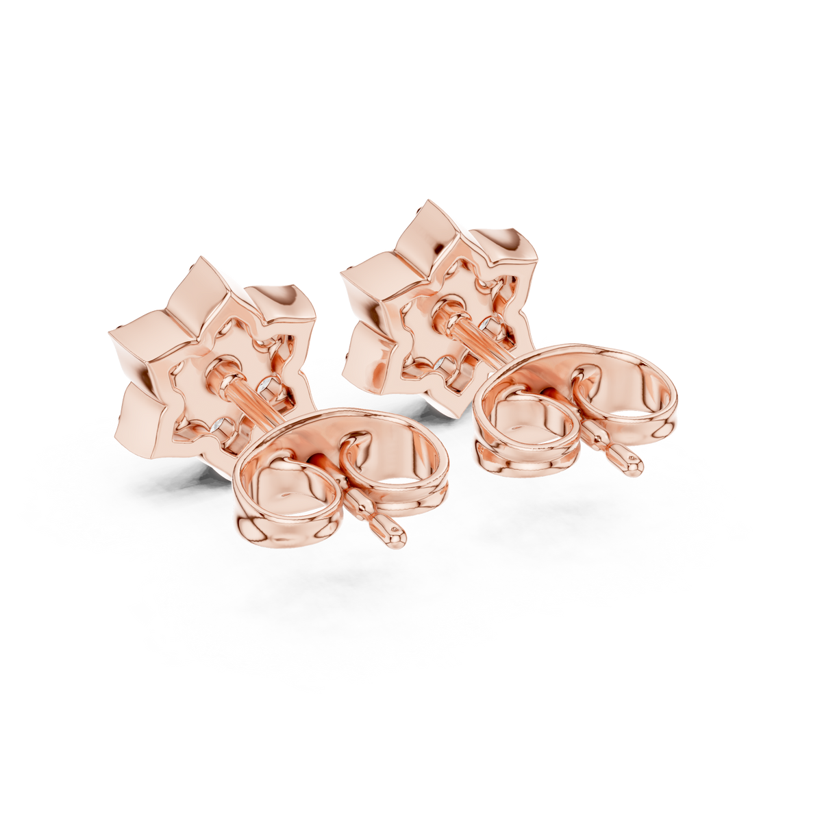 Starpetal Radiance Round Moissanite Diamond Cluster Earrings with Sculpted Floral Points - View 11