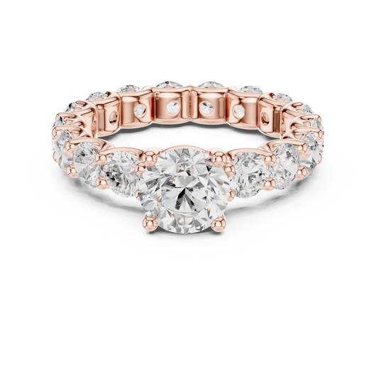 Solitaire Round Brilliant Lab Diamond Eternity Engagement Ring - View 2