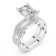 Emerald Cut Moissanite Diamond Women's Crisscross Split Band Gold Ring - View 6