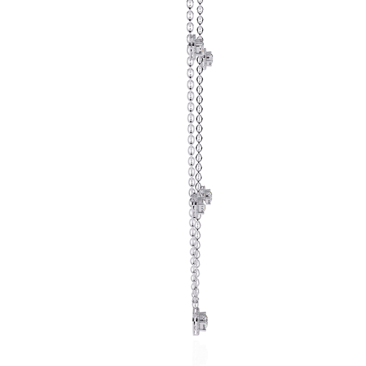 Round Cut Moissanite Diamond Halo Station Necklace - View 9